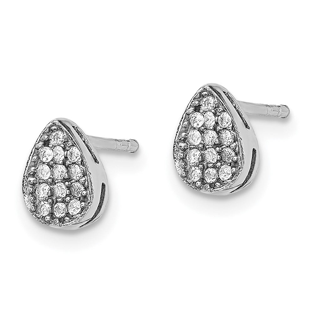 Sterlingsilber Rhodiniert Zirkonia Poliert Tropfen Ohrstecker