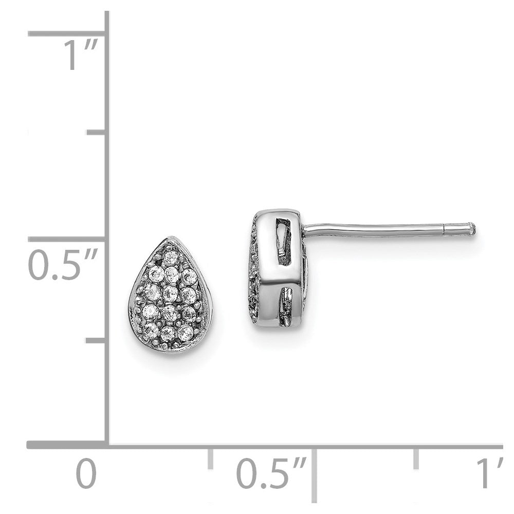 Sterlingsilber Rhodiniert Zirkonia Poliert Tropfen Ohrstecker