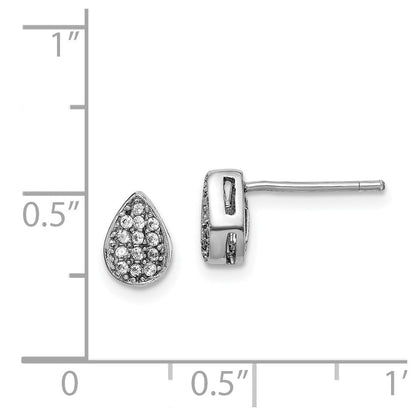 Sterlingsilber Rhodiniert Zirkonia Poliert Tropfen Ohrstecker