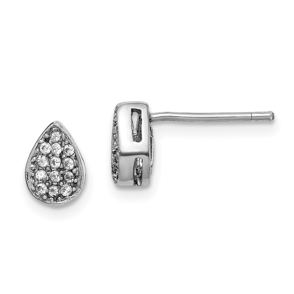 Sterlingsilber Rhodiniert Zirkonia Poliert Tropfen Ohrstecker