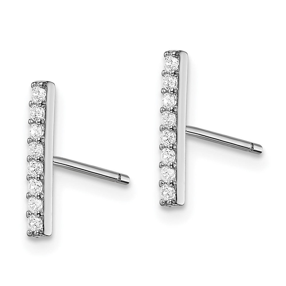 Sterlingsilber Rhodiniert Poliert Zirkonia Stab Ohrstecker