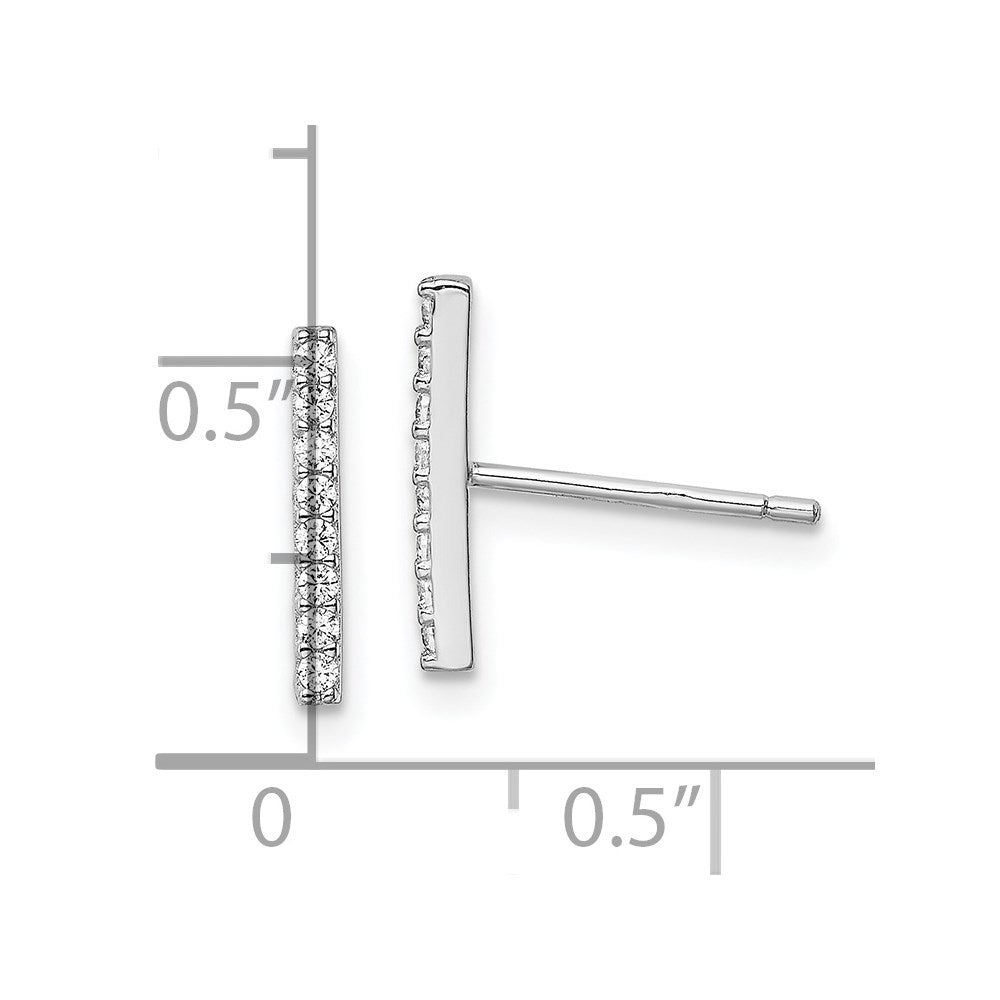 Sterlingsilber Rhodiniert Poliert Zirkonia Stab Ohrstecker