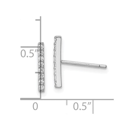 Sterlingsilber Rhodiniert Poliert Zirkonia Stab Ohrstecker