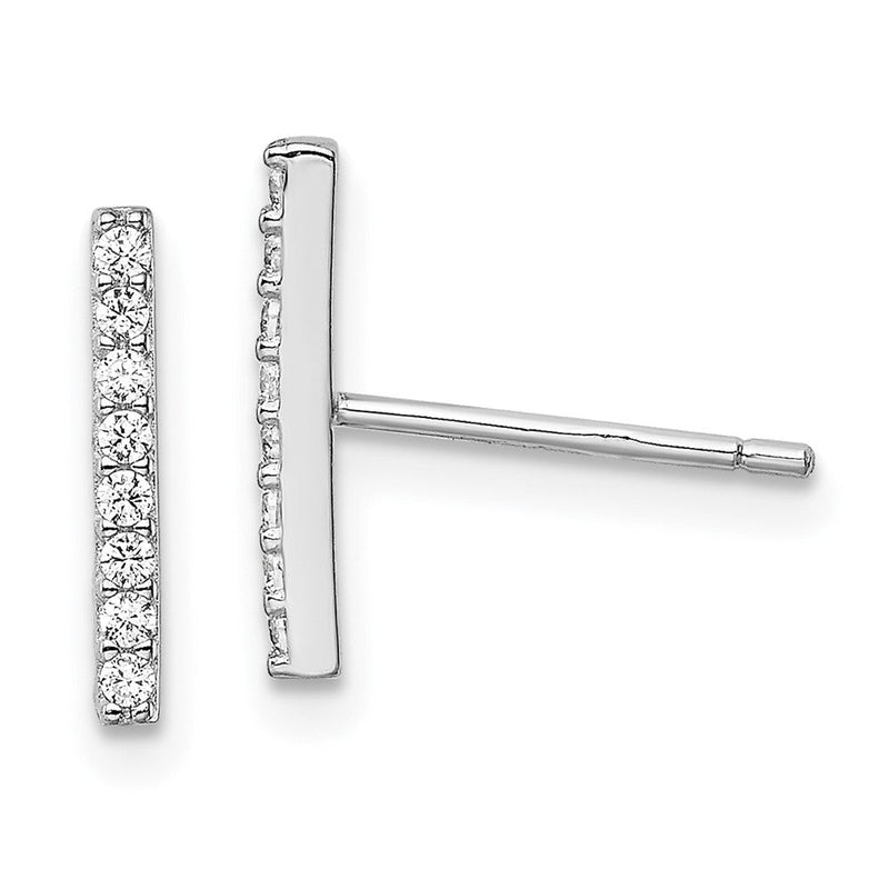 Sterlingsilber Rhodiniert Poliert Zirkonia Stab Ohrstecker