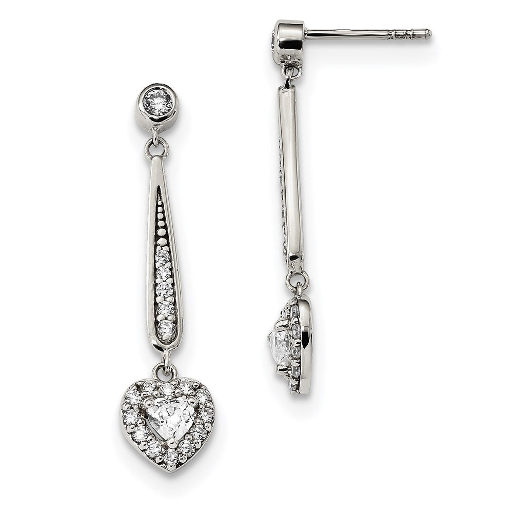 Sterlingsilber Fantasie Zirkonia Herz Hängend Ohrstecker