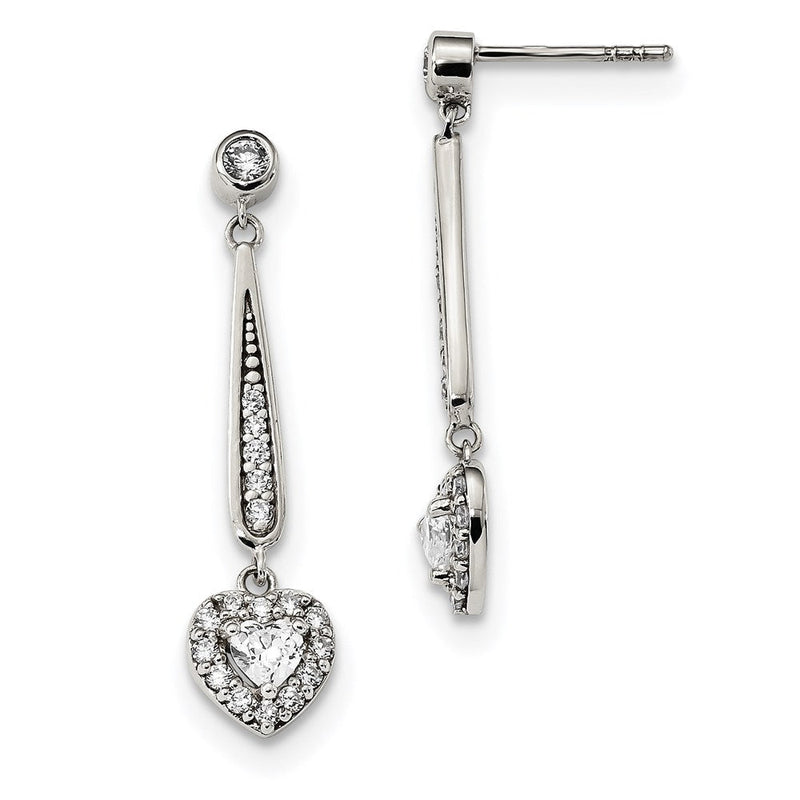 Sterlingsilber Fantasie Zirkonia Herz Hängend Ohrstecker