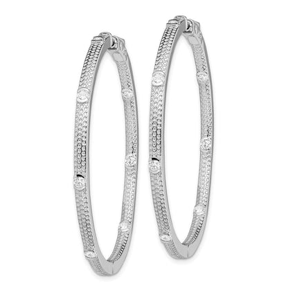 Sterlingsilber Rhodiniert Zirkonia In/out Rund Klappbar Creolen