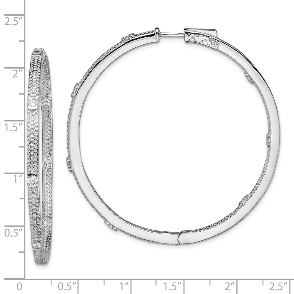 Sterlingsilber Rhodiniert Zirkonia In/out Rund Klappbar Creolen