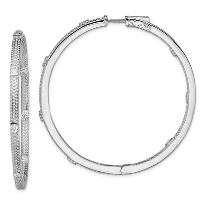 Sterlingsilber Rhodiniert Zirkonia In/out Rund Klappbar Creolen