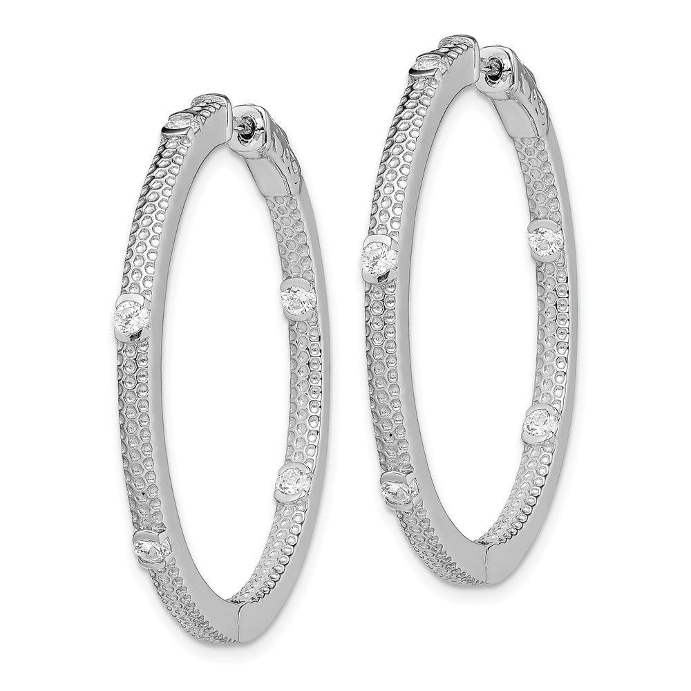 Sterlingsilber Rhodiniert Zirkonia In/out Rund Klappbar Creolen