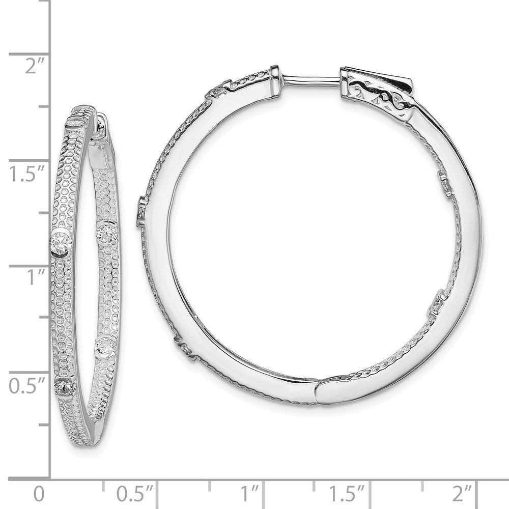 Sterlingsilber Rhodiniert Zirkonia In/out Rund Klappbar Creolen