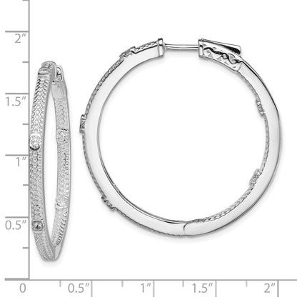 Sterlingsilber Rhodiniert Zirkonia In/out Rund Klappbar Creolen