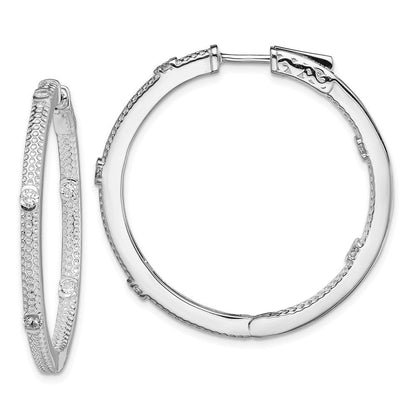 Sterlingsilber Rhodiniert Zirkonia In/out Rund Klappbar Creolen