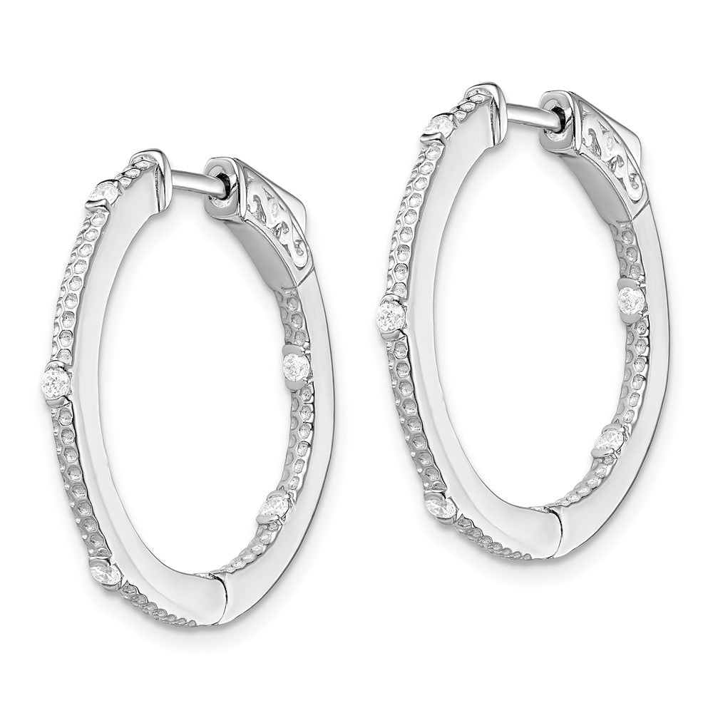 Sterlingsilber Rhodiniert Zirkonia In/out Rund Klappbar Creolen