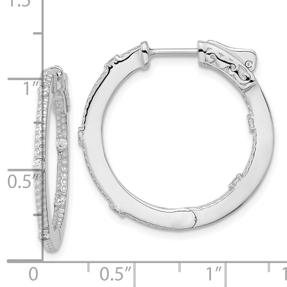 Sterlingsilber Rhodiniert Zirkonia In/out Rund Klappbar Creolen