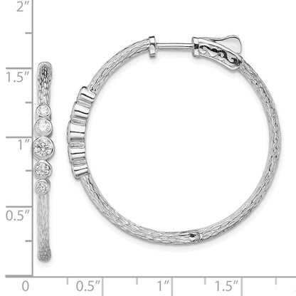 Sterlingsilber Rhodiniert Zirkonia Strukturiert Creolen