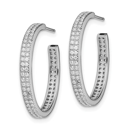 Sterlingsilber Rhodiniert Zirkonia 20x3mm C- Creolen