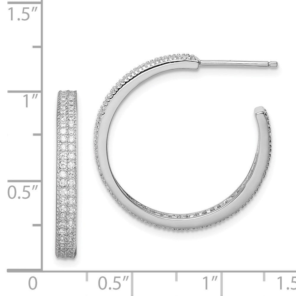 Sterlingsilber Rhodiniert Zirkonia 20x3mm C- Creolen