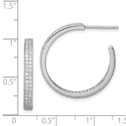 Sterlingsilber Rhodiniert Zirkonia 20x3mm C- Creolen