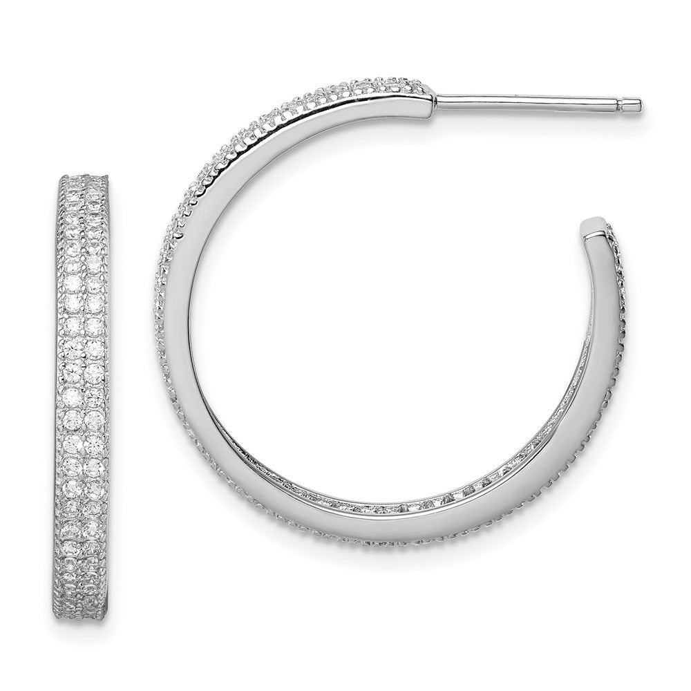Sterlingsilber Rhodiniert Zirkonia 20x3mm C- Creolen