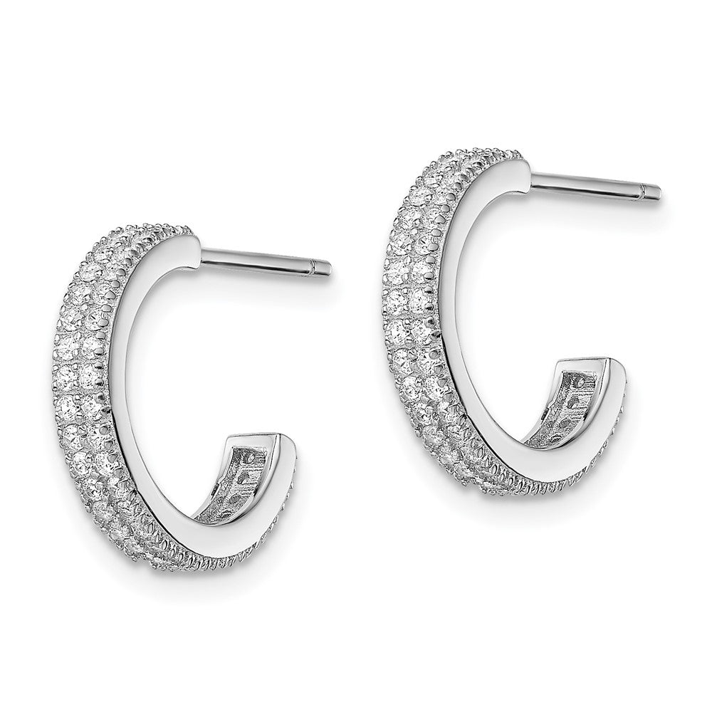 Sterlingsilber Rhodiniert Zirkonia 14x3.5mm C-hoop Ohrstecker