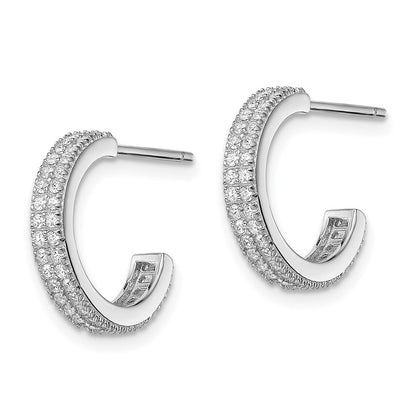 Sterlingsilber Rhodiniert Zirkonia 14x3.5mm C-hoop Ohrstecker