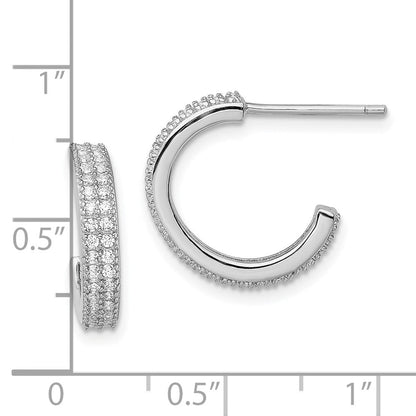 Sterlingsilber Rhodiniert Zirkonia 14x3.5mm C-hoop Ohrstecker