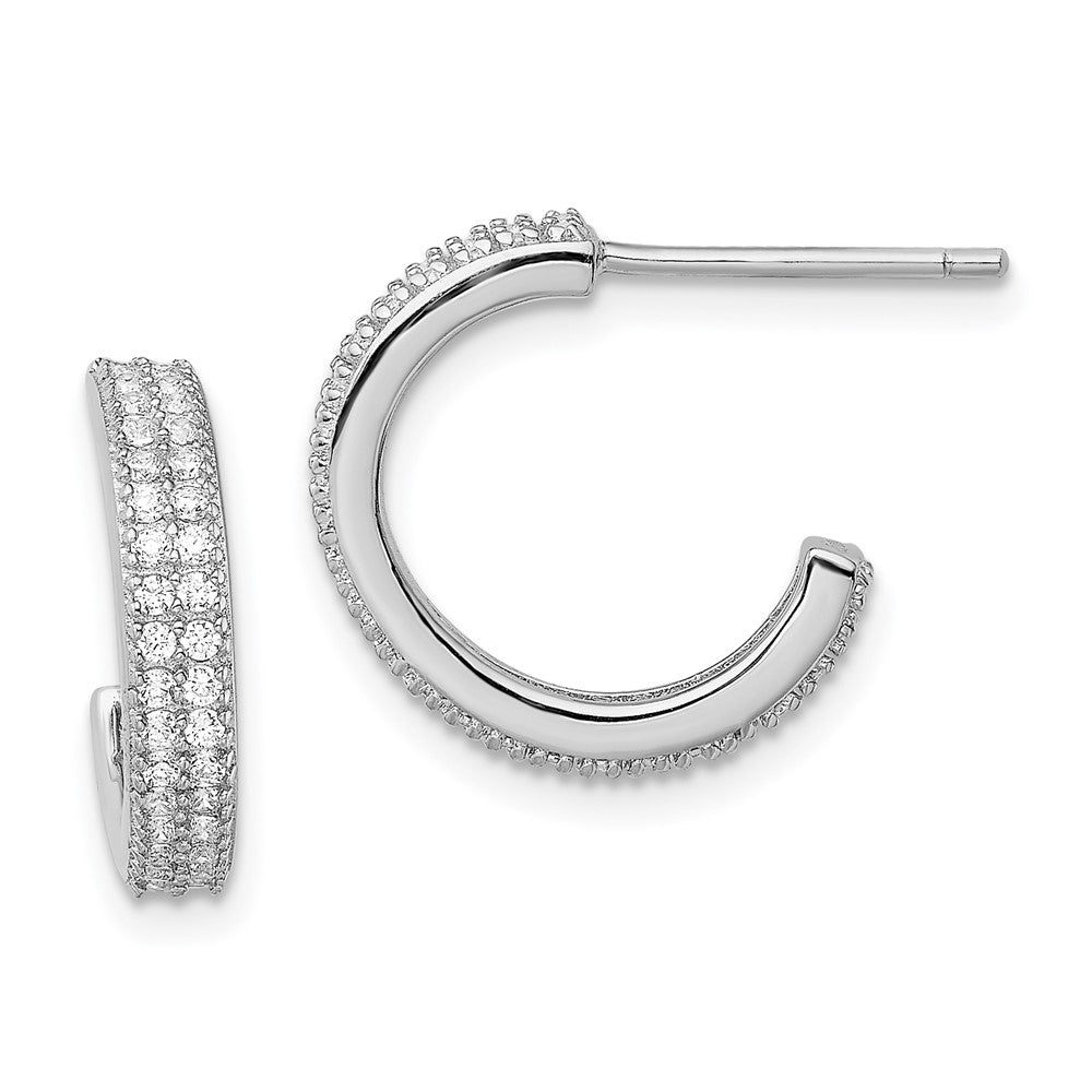 Sterlingsilber Rhodiniert Zirkonia 14x3.5mm C-hoop Ohrstecker