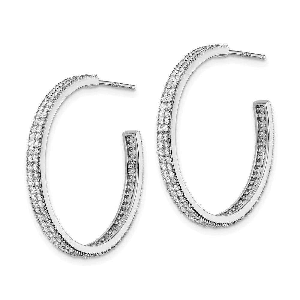 Sterlingsilber Rhodiniert Zirkonia 30x3mm Creolen