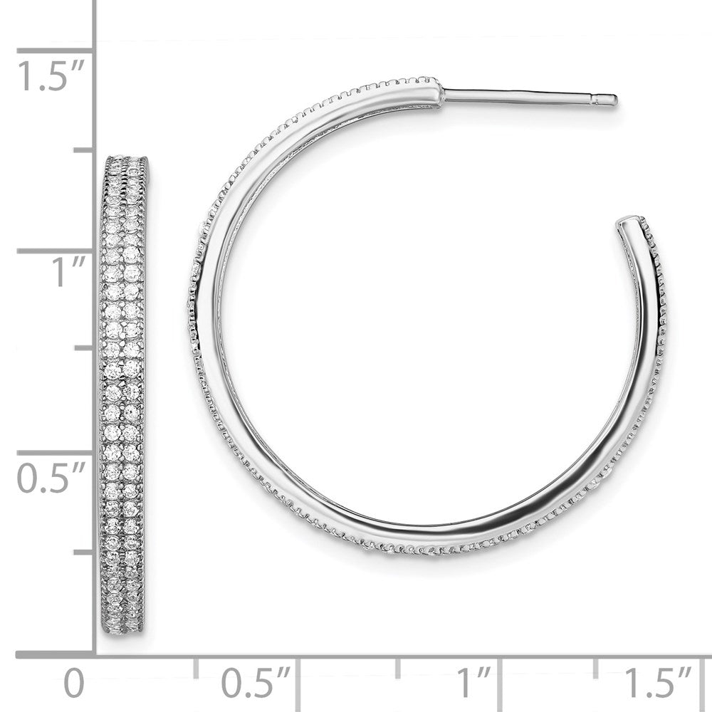 Sterlingsilber Rhodiniert Zirkonia 30x3mm Creolen