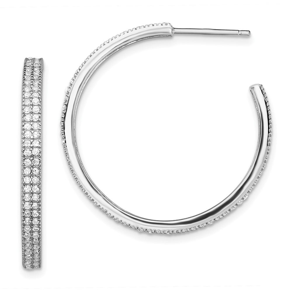 Sterlingsilber Rhodiniert Zirkonia 30x3mm Creolen
