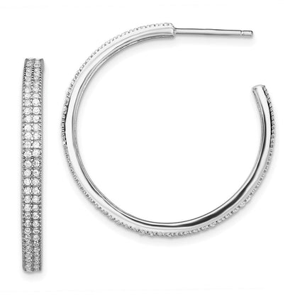 Sterlingsilber Rhodiniert Zirkonia 30x3mm Creolen