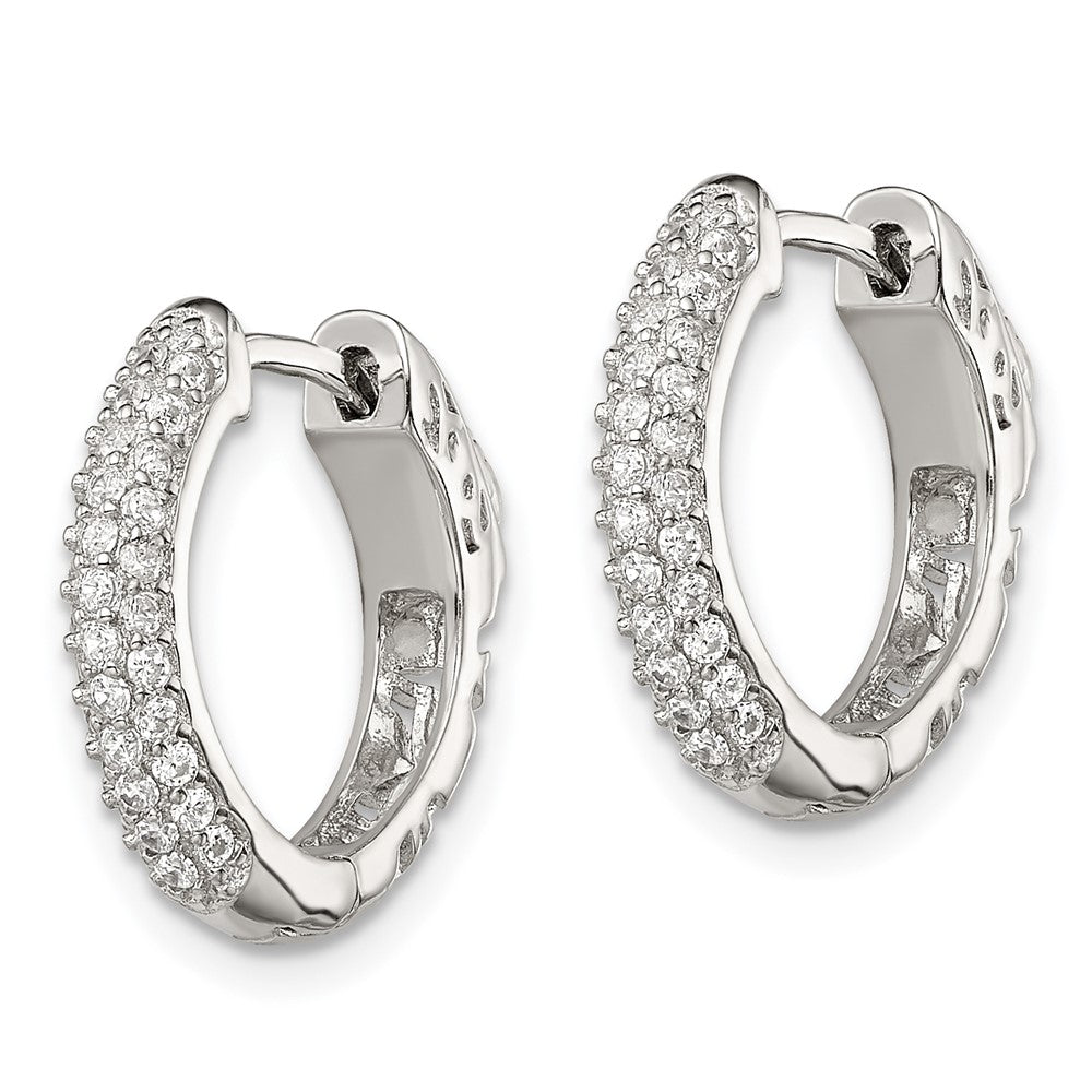 Sterlingsilber Rhodiniert Pavé Zirkonia Sicherheits Schloss Klappbar Creolen