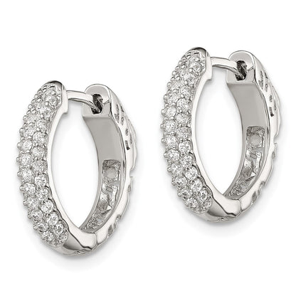 Sterlingsilber Rhodiniert Pavé Zirkonia Sicherheits Schloss Klappbar Creolen