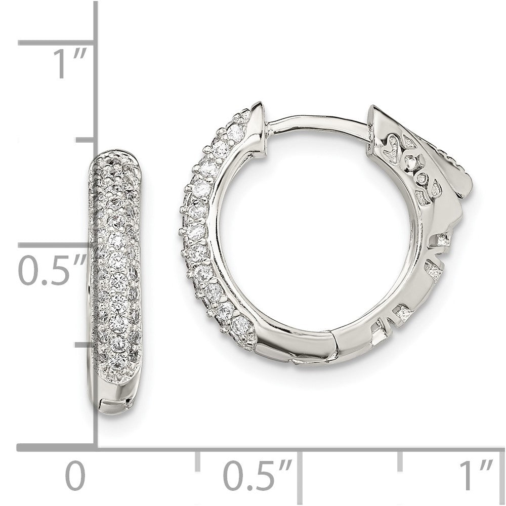 Sterlingsilber Rhodiniert Pavé Zirkonia Sicherheits Schloss Klappbar Creolen