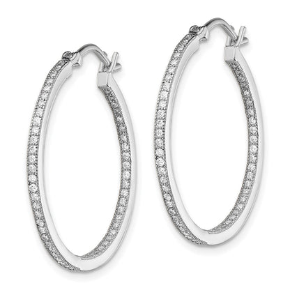 Sterlingsilber Rhodiniert Zirkonia In/out Creolen