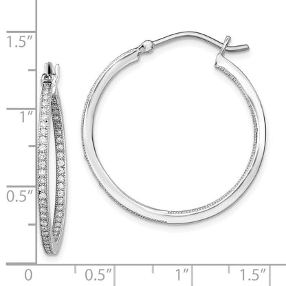 Sterlingsilber Rhodiniert Zirkonia In/out Creolen