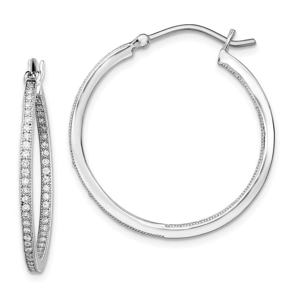 Sterlingsilber Rhodiniert Zirkonia In/out Creolen