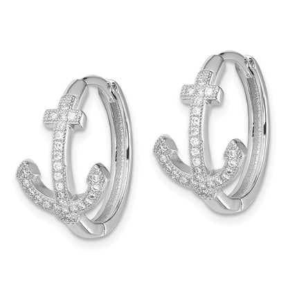 Sterlingsilber Rhodiniert Zirkonia Anker Klappbar Ohrringe