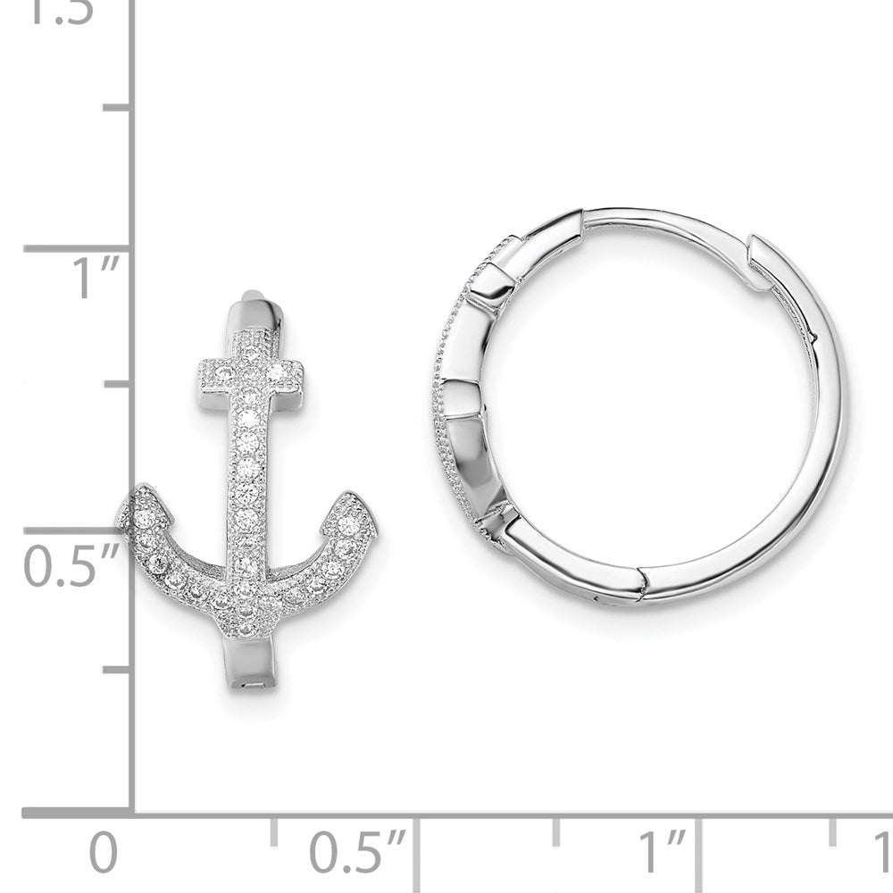 Sterlingsilber Rhodiniert Zirkonia Anker Klappbar Ohrringe