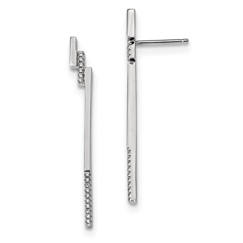 Sterlingsilber Rhodiniert Stab und Zirkonia Ohrstecker