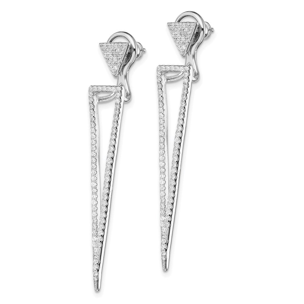 Sterlingsilber Rhodiniert Zirkonia Vorderseite & Rückseite Dreieck Ohrringe