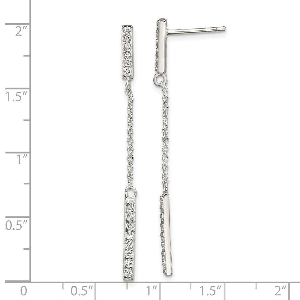 Sterlingsilber Zirkonia Stab Hängend Ohrstecker