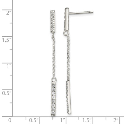 Sterlingsilber Zirkonia Stab Hängend Ohrstecker