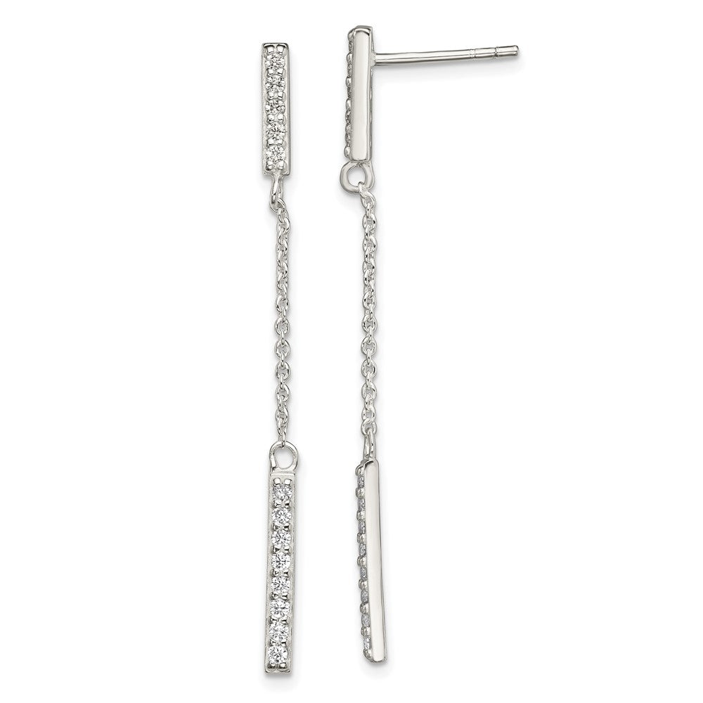 Sterlingsilber Zirkonia Stab Hängend Ohrstecker