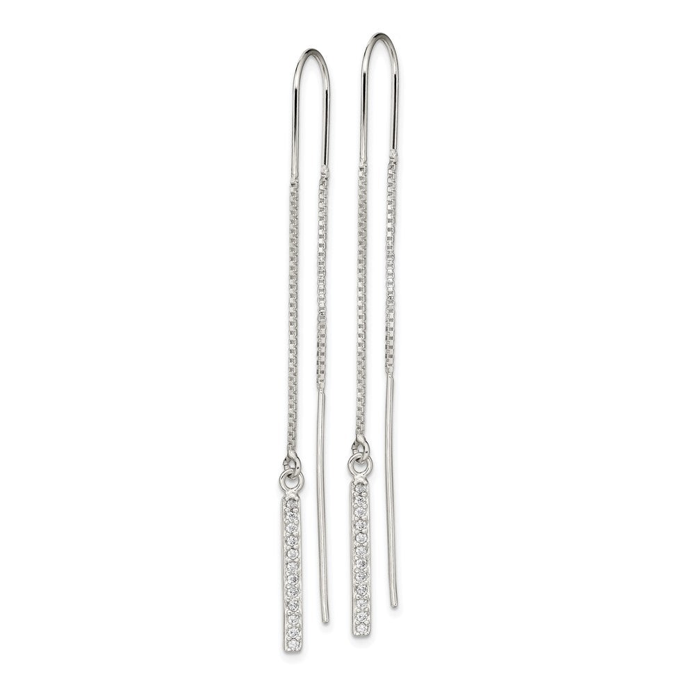 Sterlingsilber Poliert Zirkonia Stab Durchzieher-Ohrringe