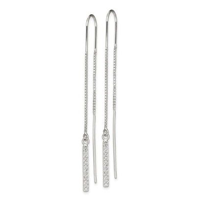 Sterlingsilber Poliert Zirkonia Stab Durchzieher-Ohrringe