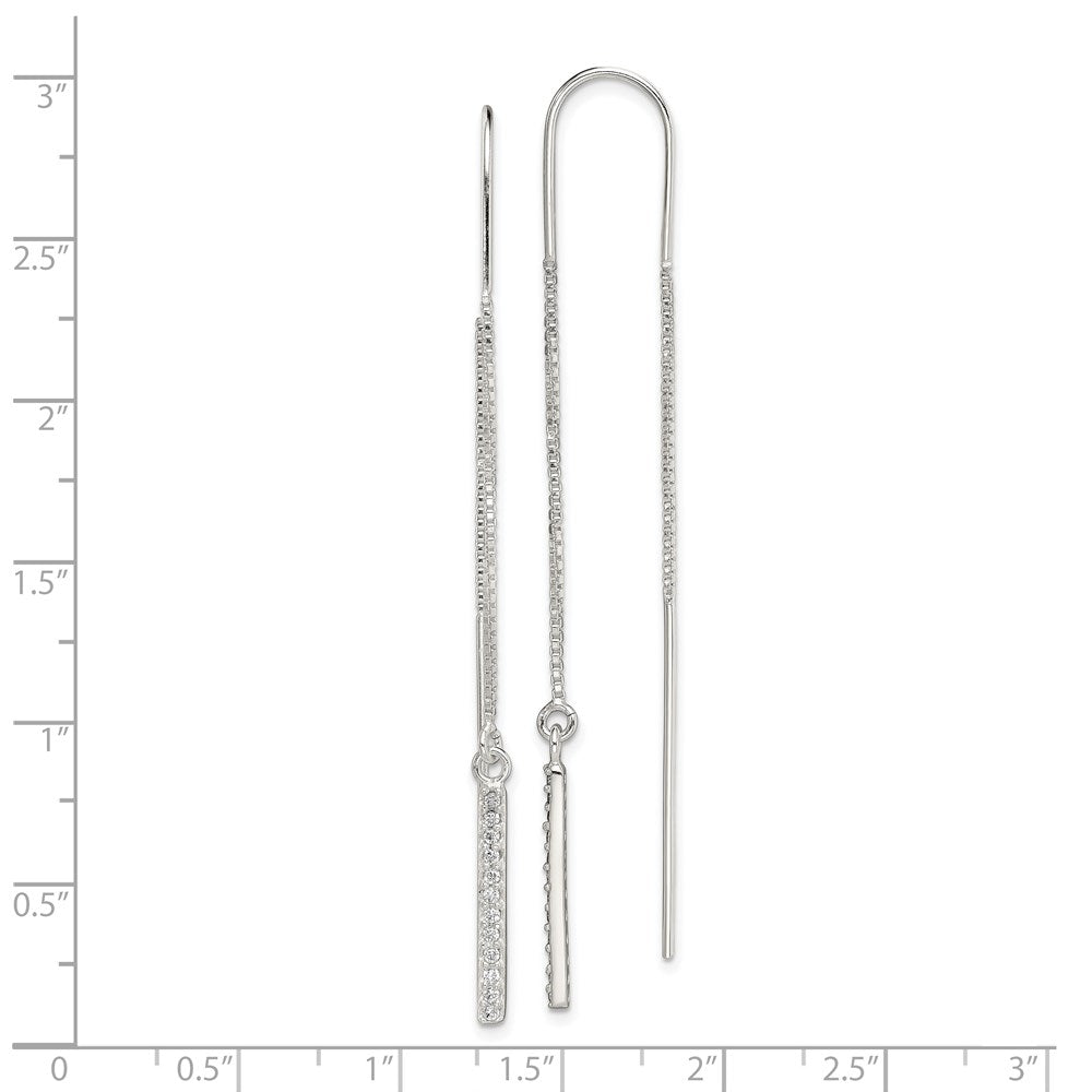 Sterlingsilber Poliert Zirkonia Stab Durchzieher-Ohrringe