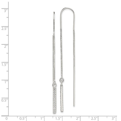 Sterlingsilber Poliert Zirkonia Stab Durchzieher-Ohrringe