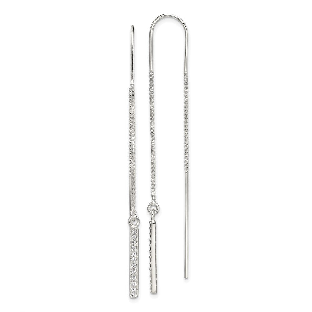 Sterlingsilber Poliert Zirkonia Stab Durchzieher-Ohrringe
